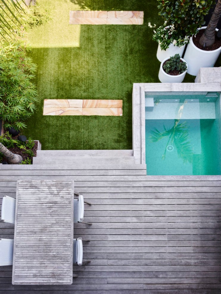 Geometrischer, Mittelgroßer Moderner Garten hinter dem Haus in Sydney