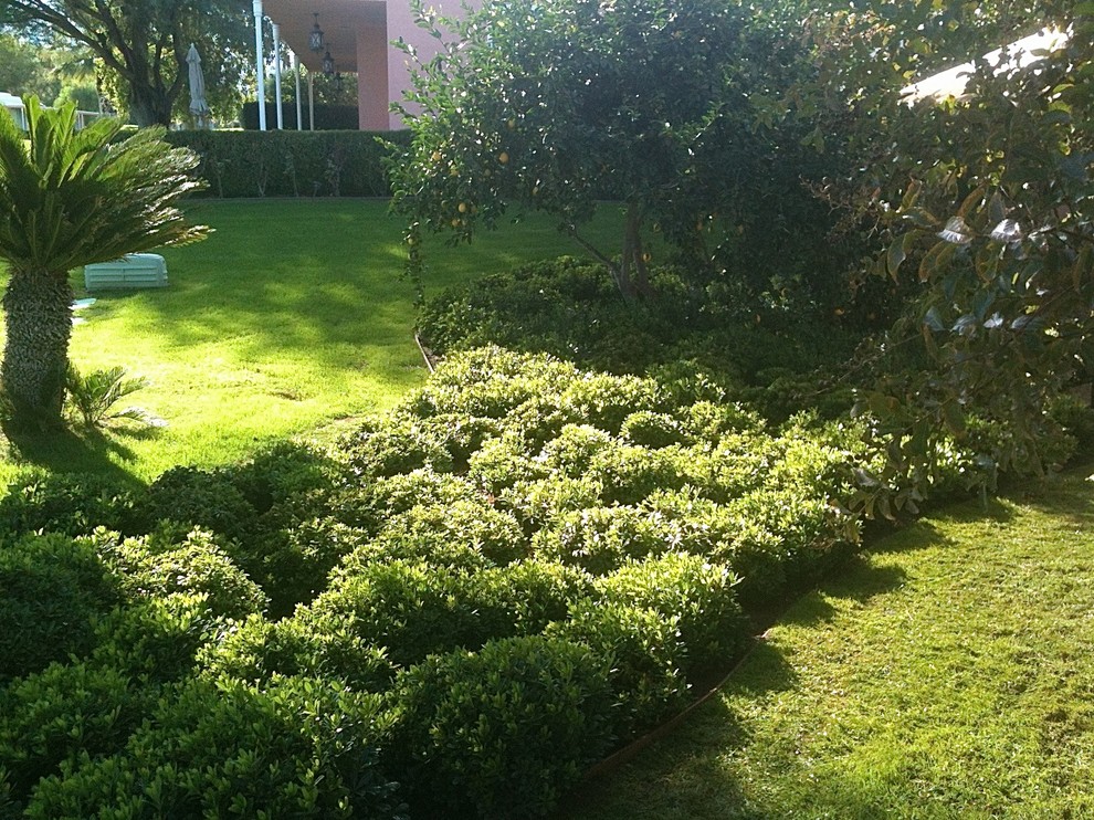 Свежая идея для дизайна: участок и сад среднего размера на внутреннем дворе в средиземноморском стиле с садовой дорожкой или калиткой - отличное фото интерьера