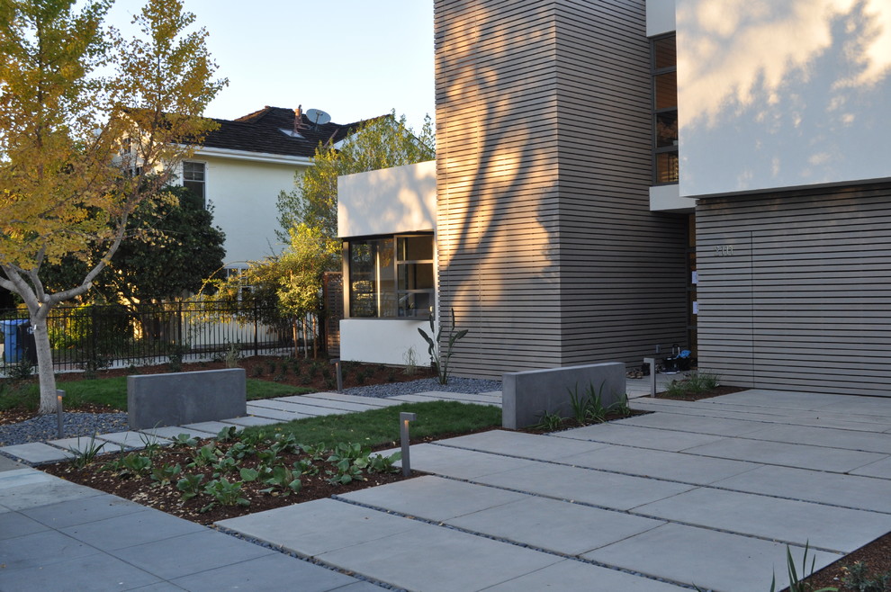 Diseño de acceso privado moderno en patio delantero