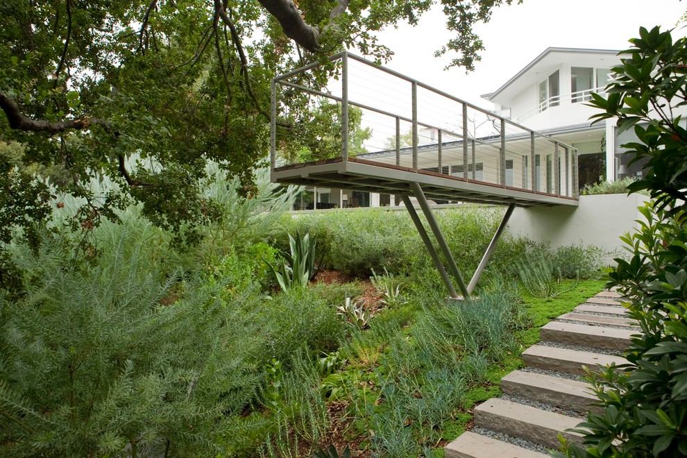 This is an example of a contemporary sloped fully shaded garden in Los Angeles.