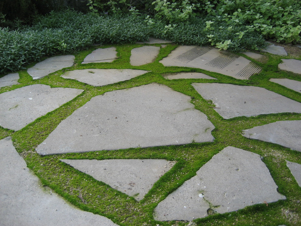 Пример оригинального дизайна: маленький участок и сад в стиле рустика с мощением тротуарной плиткой для на участке и в саду