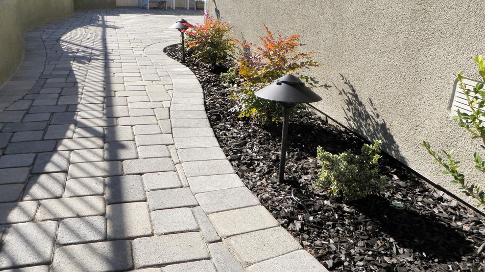 Paver Walkway with Planter Traditional Landscape Orange County