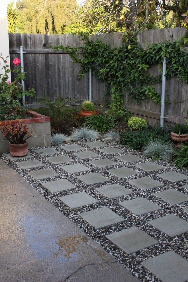 Foto di un giardino xeriscape minimalista esposto in pieno sole di medie dimensioni e dietro casa con pavimentazioni in cemento