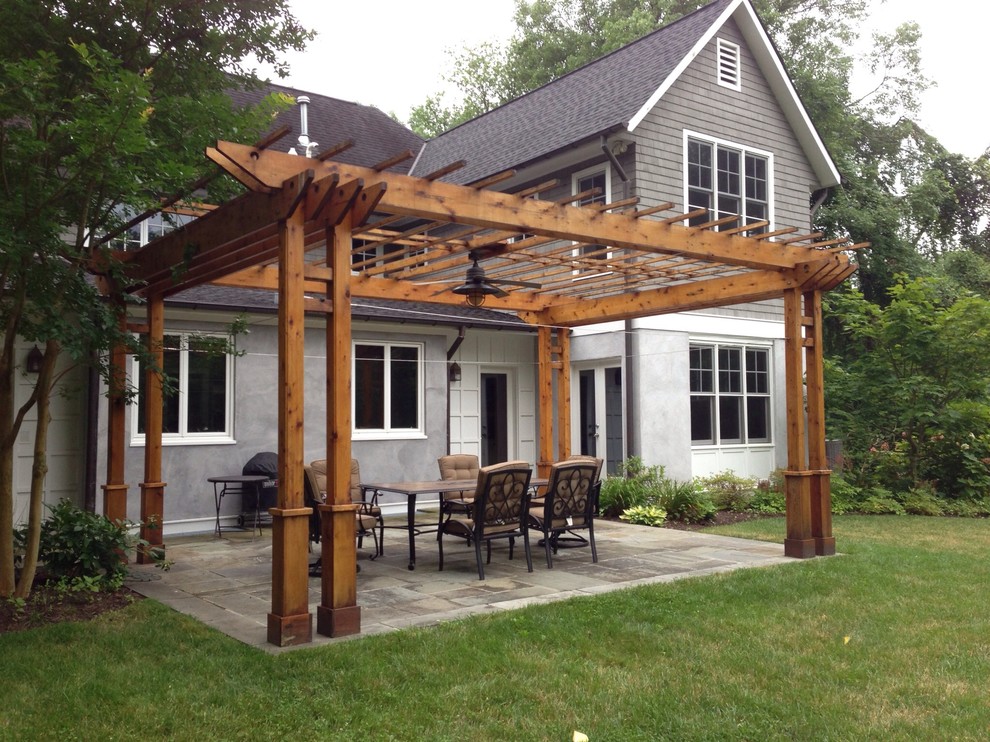 Pergola and Flagstone Patio Traditional Landscape Seattle by
