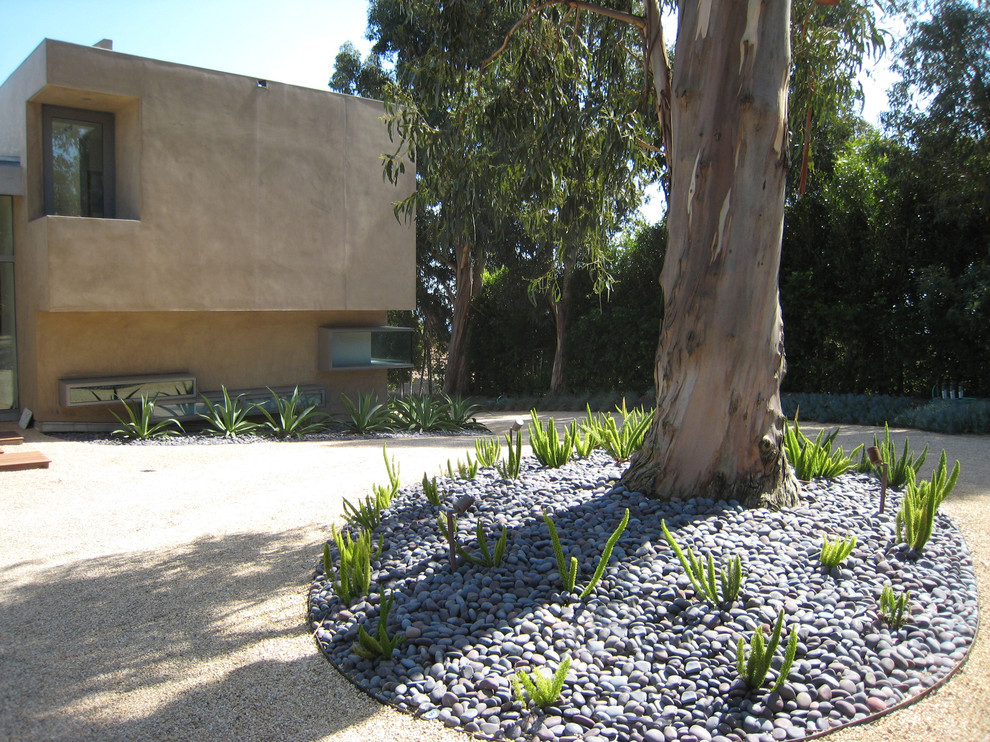 Inspiration for a mid-sized modern partial sun front yard gravel driveway in Los Angeles for spring.