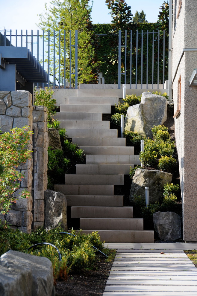 Design ideas for a contemporary garden steps in Vancouver.