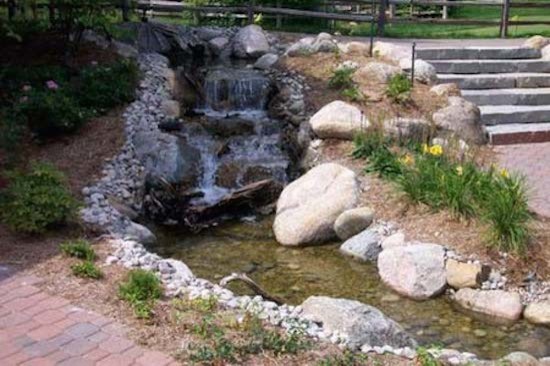 Inspiration for a mid-sized transitional full sun backyard stone landscaping in Detroit.