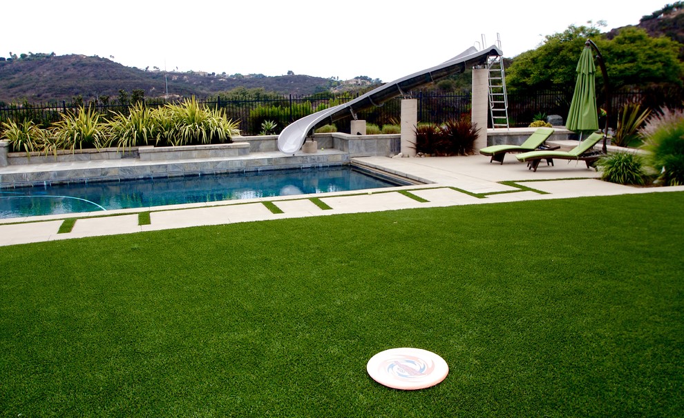 above ground pool on artificial grass