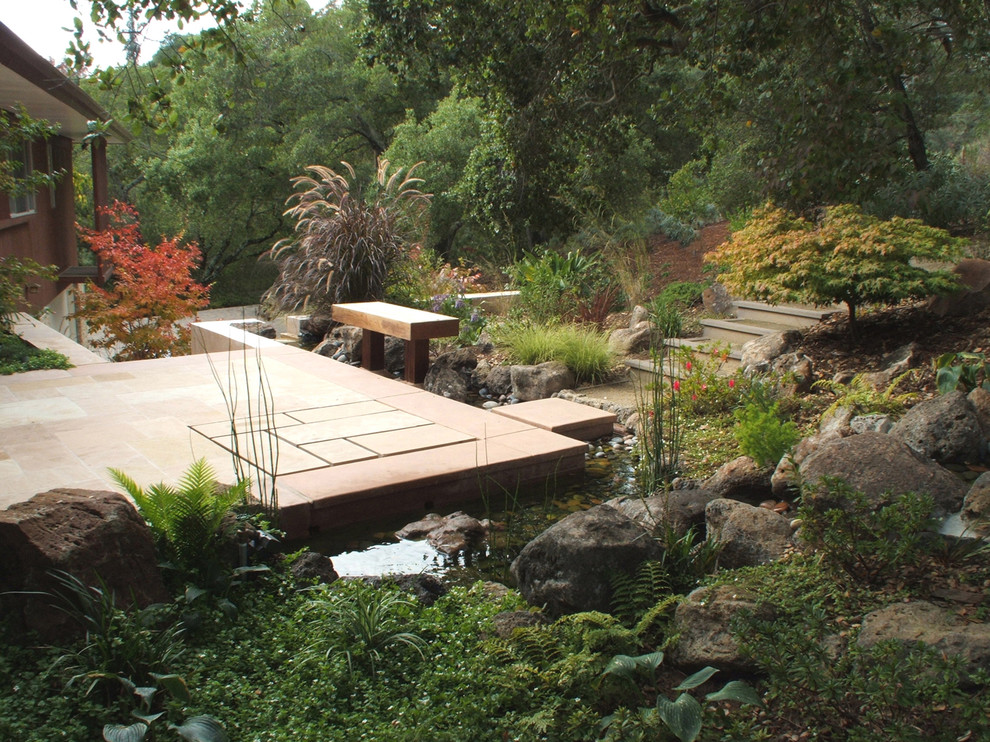 World-inspired garden in San Francisco with a water feature.