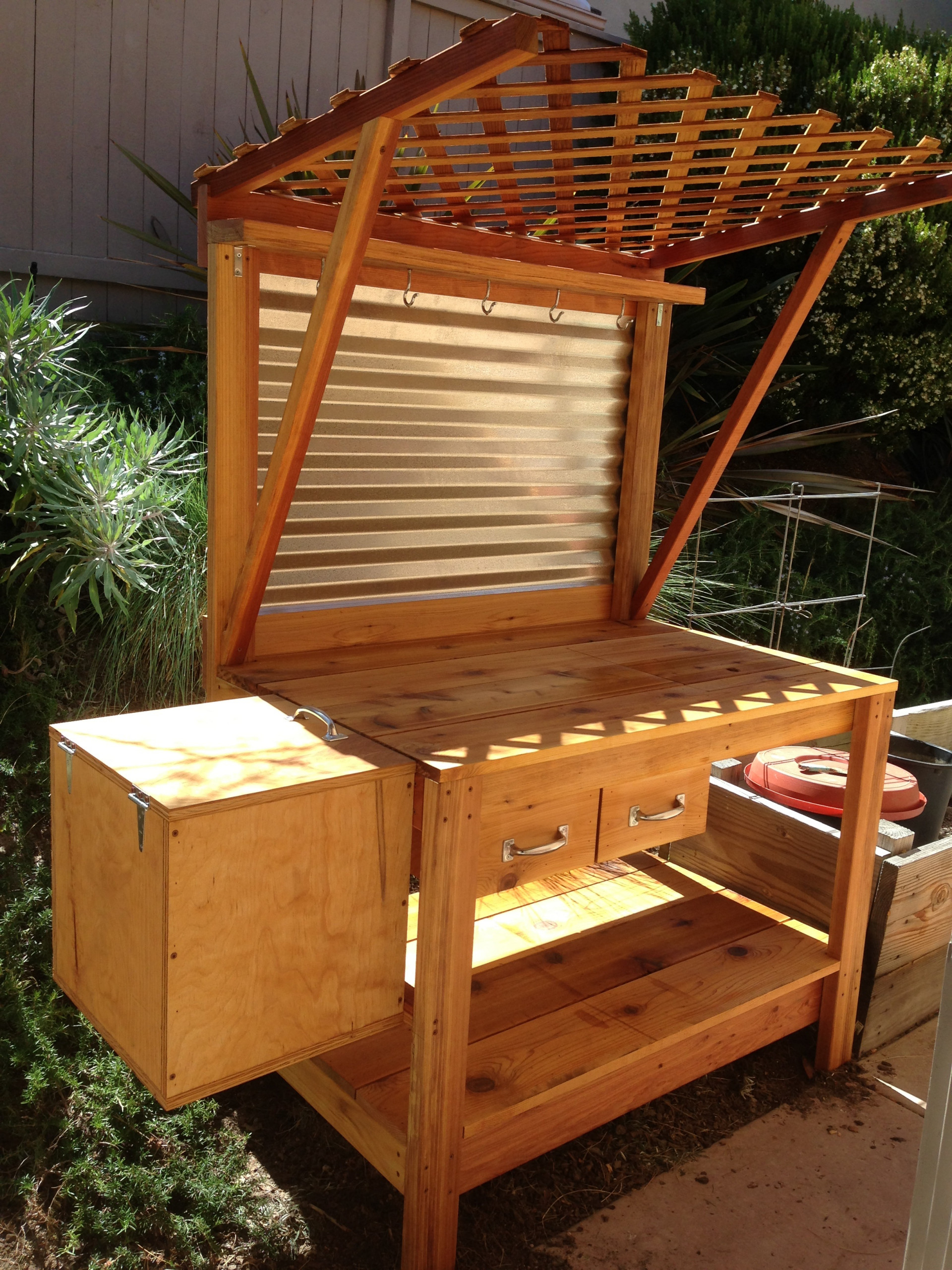 teak potting bench on How To Set Up A Potting Station Houzz Uk