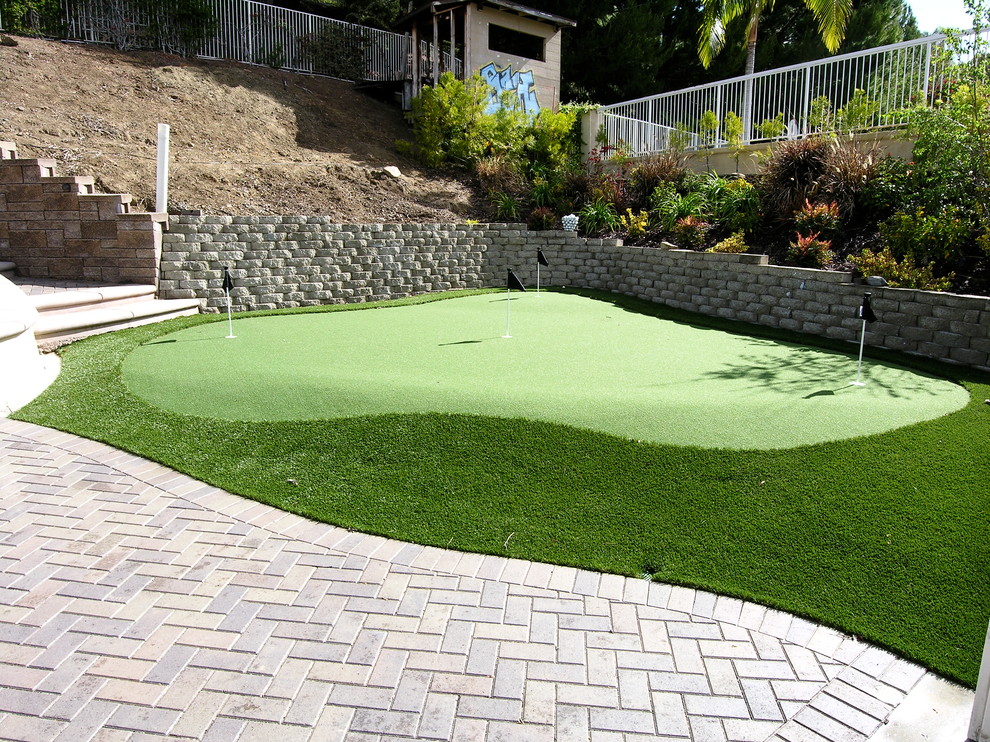 This is an example of a large traditional backyard outdoor sport court in San Francisco.