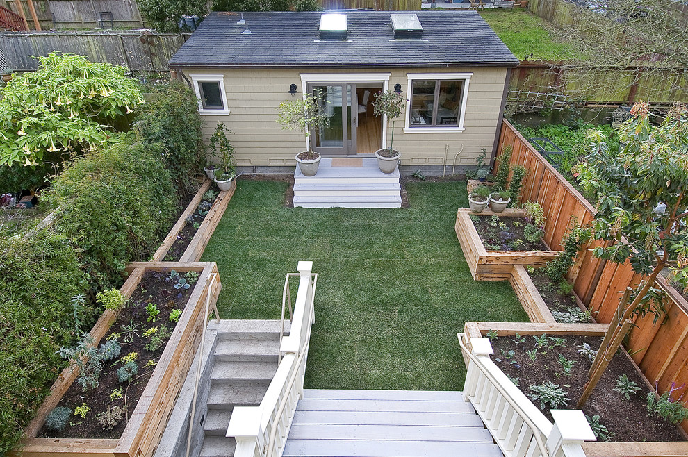 This is an example of a traditional garden in San Francisco with a raised bed.