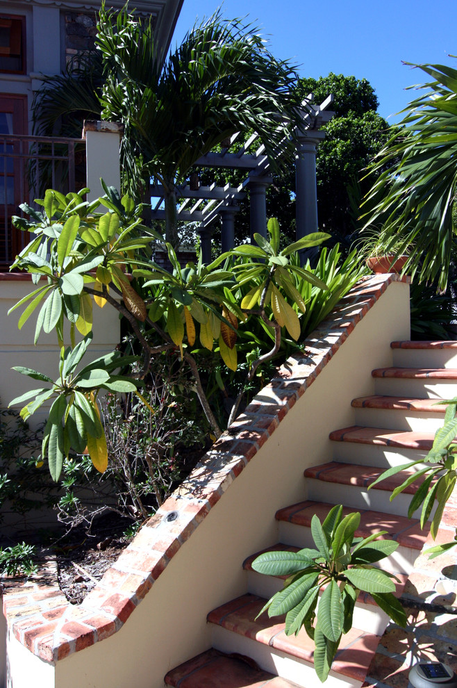 Immagine di un giardino tropicale esposto in pieno sole con scale