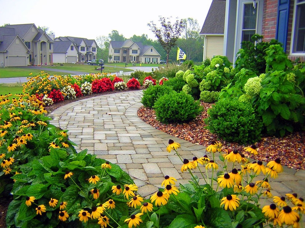 Residential Front Sidewalk Traditional Landscape New York by R