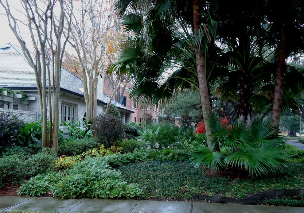 Foto di un giardino tradizionale esposto in pieno sole di medie dimensioni e davanti casa in primavera con pavimentazioni in pietra naturale