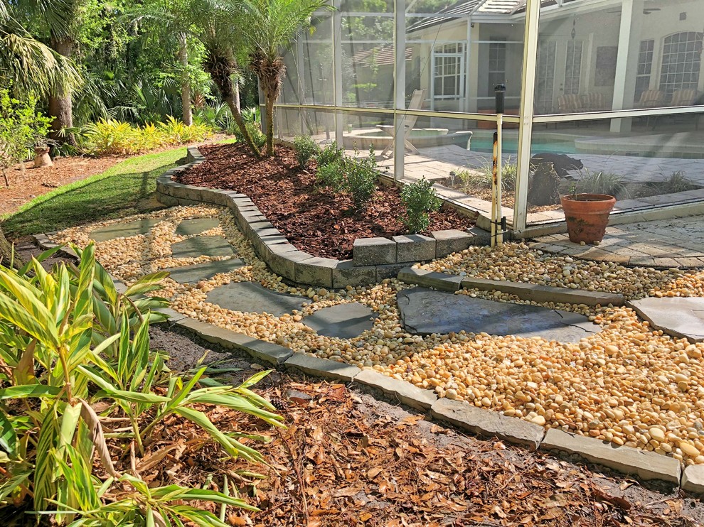 Retaining wall and stone steps Landscape Orlando by Earthwise