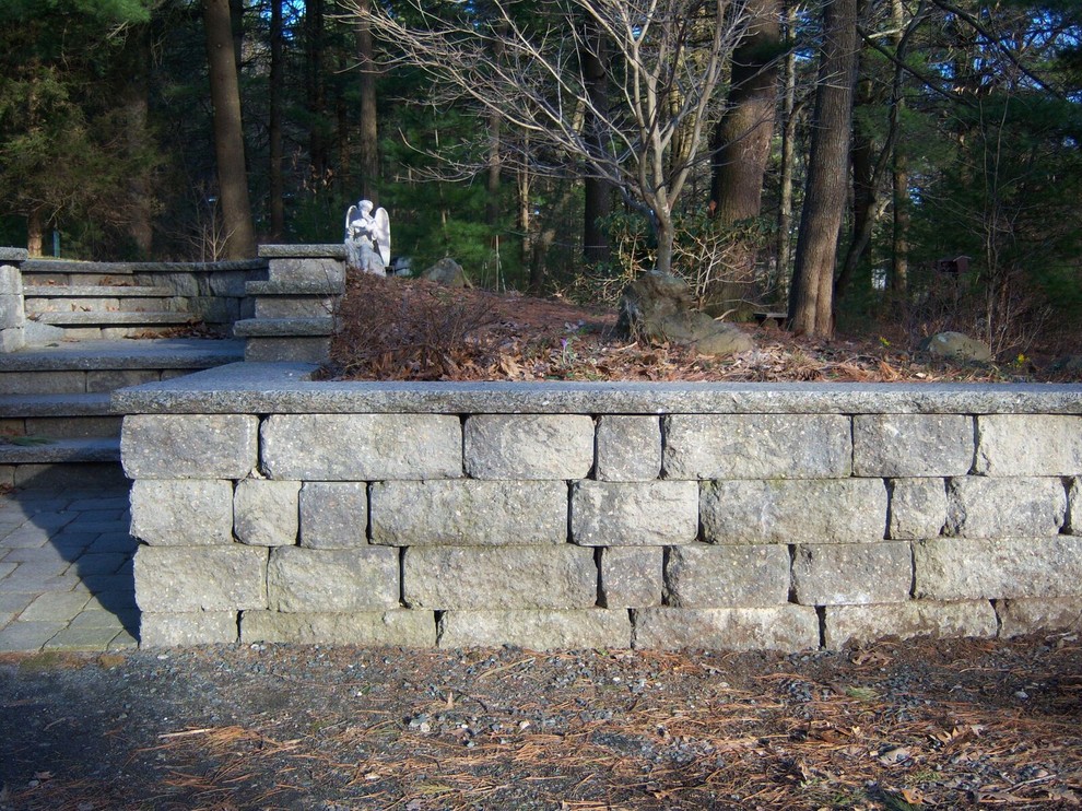 This is an example of a traditional retaining wall landscape in Boston.