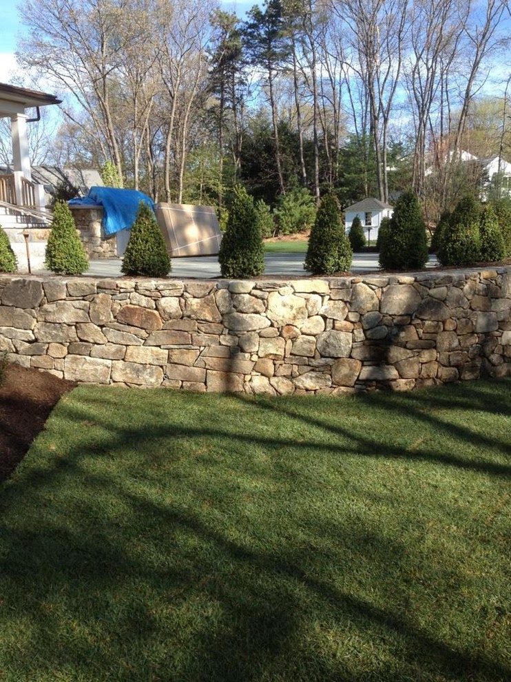 Retaining Walls, Tree Planting & Sod MA Traditional Landscape