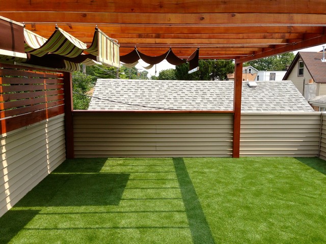 Retractible Shade Pergola | Sport Turf - Rustic - Garden - Chicago - by  RugZoom Synthetic Grass & Landscaping | Houzz UK