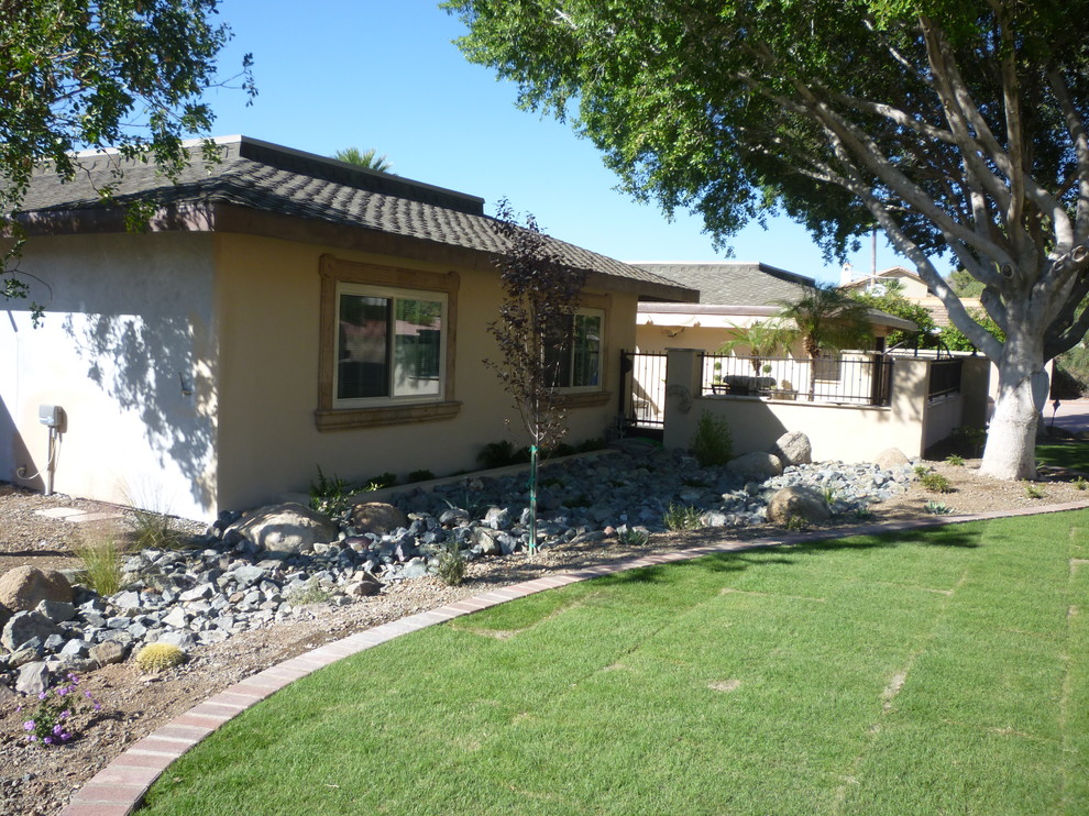 Rip Rap Drainage Area w/ Plantings - Contemporary - Landscape - Phoenix ...