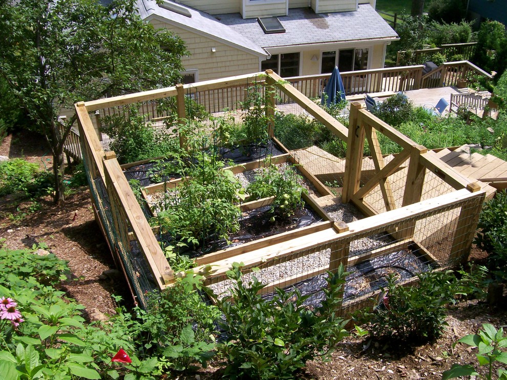 This is an example of a traditional garden in New York with a vegetable patch.