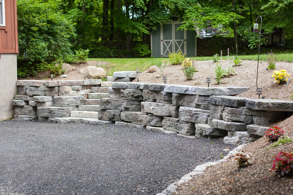 Rosetta Outcropping Retaining Wall - Rustic - Landscape - New York - by  Masseo Landscape Inc. | Houzz