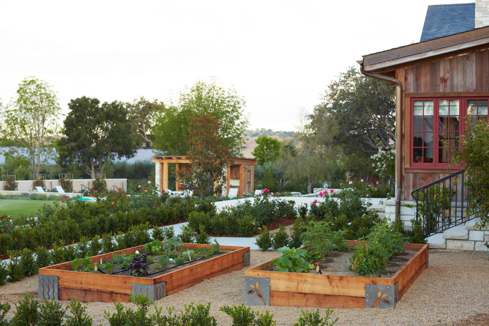 Photo of a farmhouse backyard landscaping in Santa Barbara.