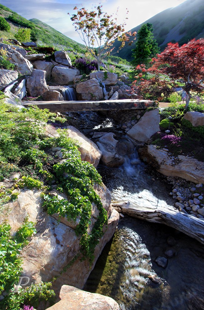 Großer Klassischer Garten im Sommer mit direkter Sonneneinstrahlung in Salt Lake City
