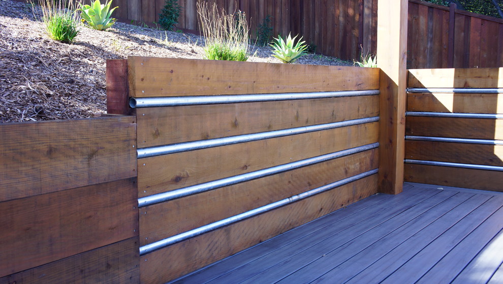 Design ideas for a mid-sized modern full sun backyard landscaping in San Francisco with decking.