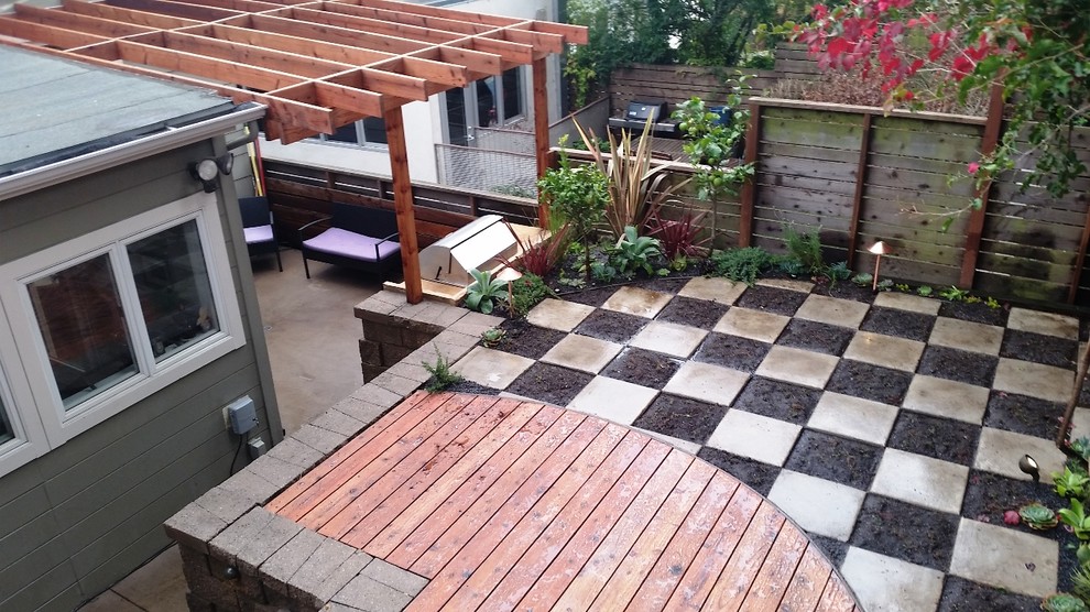 Design ideas for a mid-sized asian partial sun backyard brick landscaping in San Francisco.