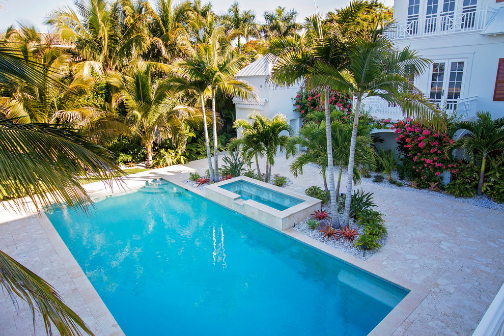 Esempio di una piscina tropicale