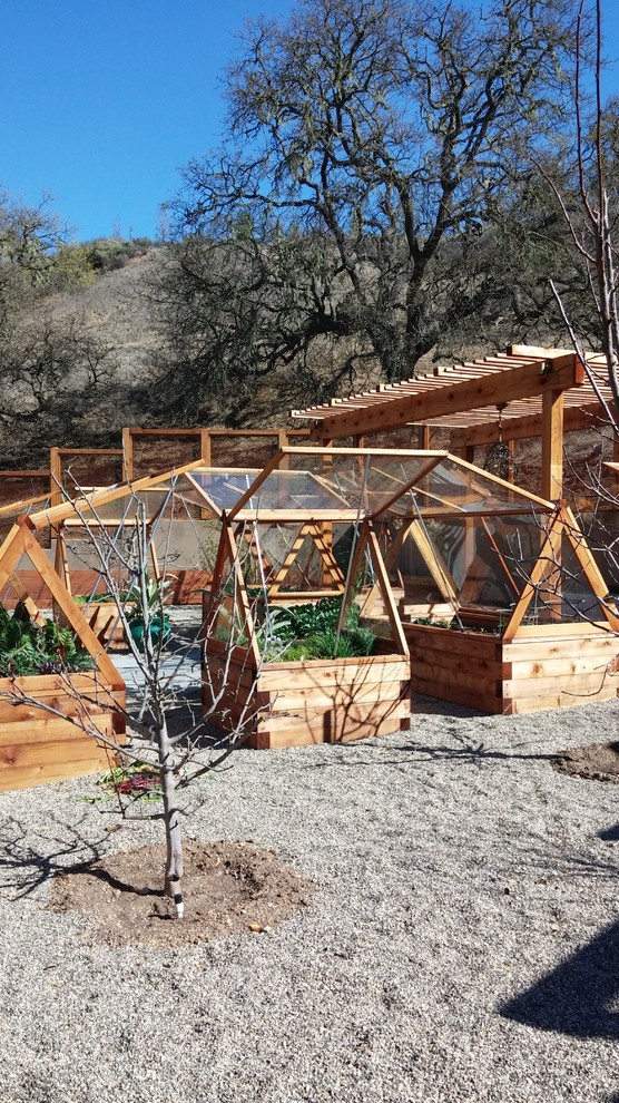 This is an example of a rustic garden fence in Santa Barbara.