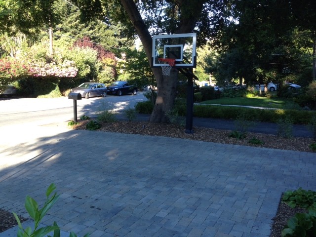 Design ideas for a large traditional partial sun front yard brick outdoor sport court in San Francisco.