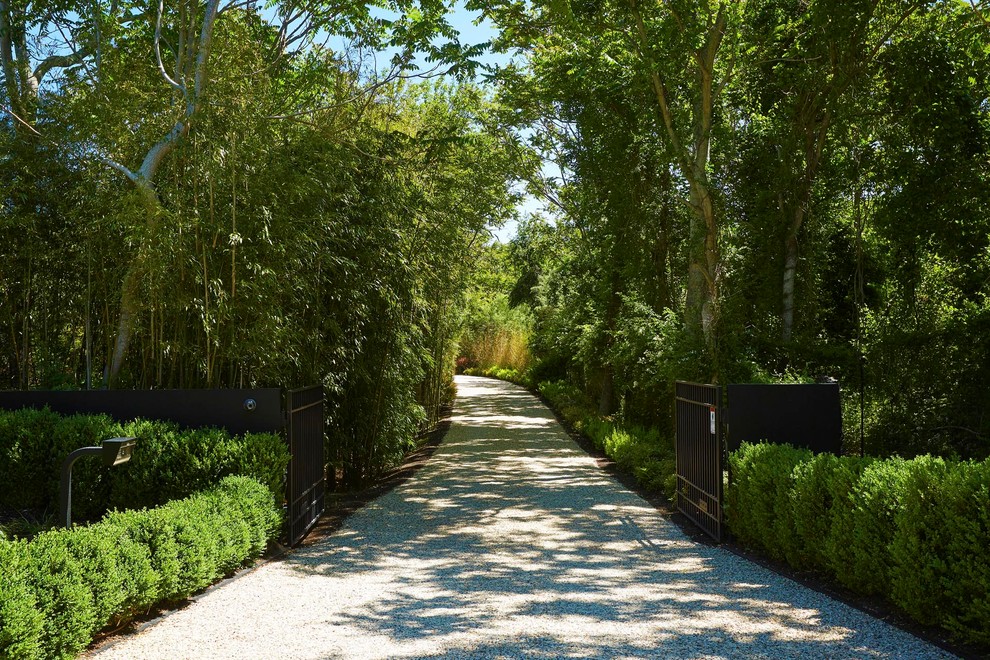 Großer, Halbschattiger Moderner Garten mit Auffahrt in New York
