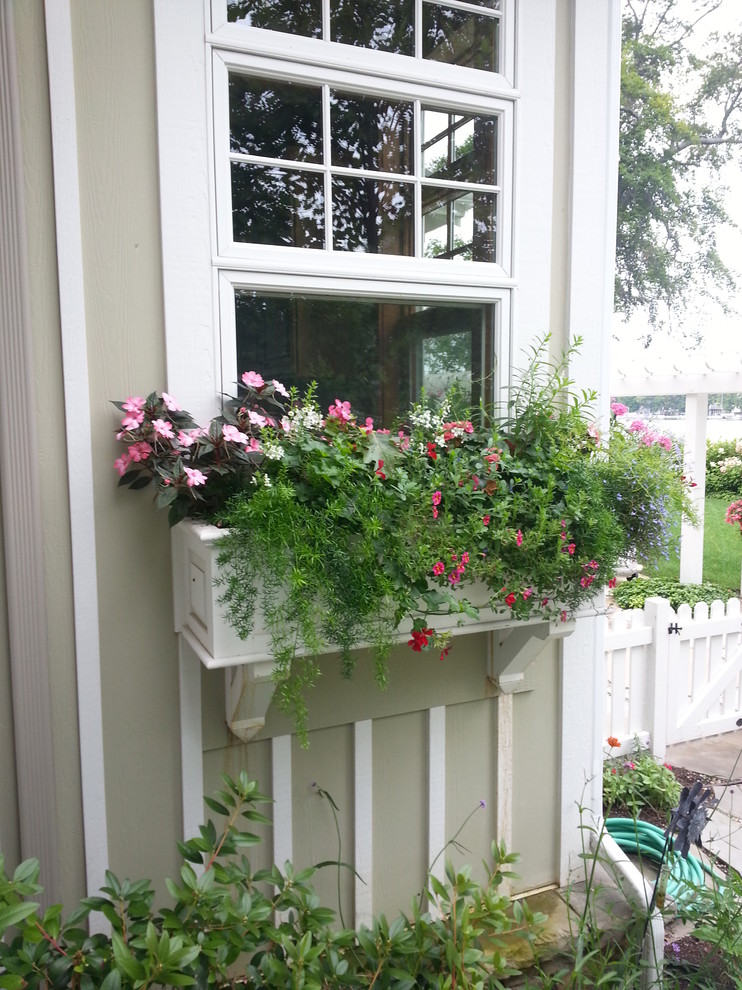 Источник вдохновения для домашнего уюта: участок и сад в классическом стиле с растениями в контейнерах