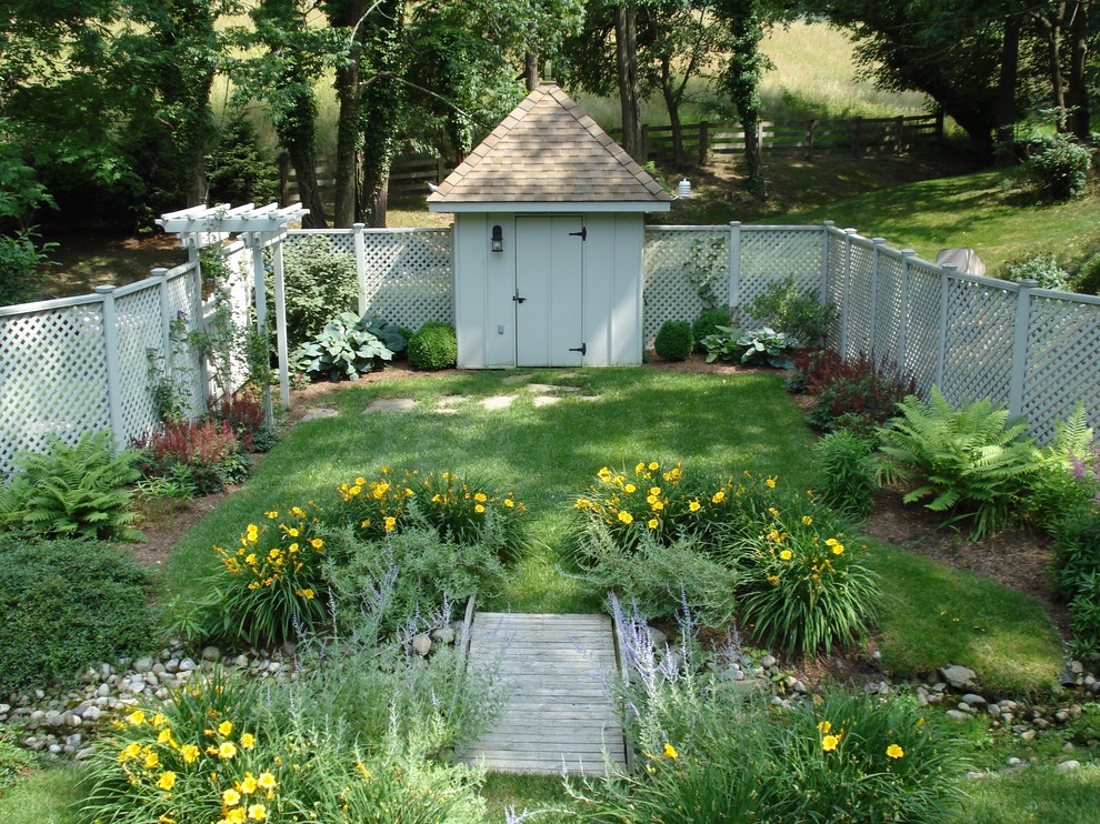 Источник вдохновения для домашнего уюта: участок и сад в классическом стиле с забором