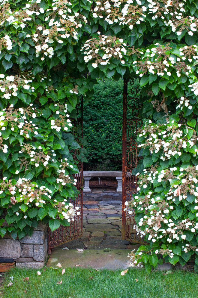 Immagine di un giardino classico esposto a mezz'ombra di medie dimensioni e dietro casa