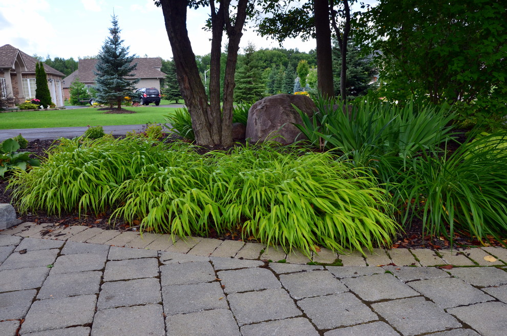 This is an example of a partial sun front yard landscaping in Toronto.