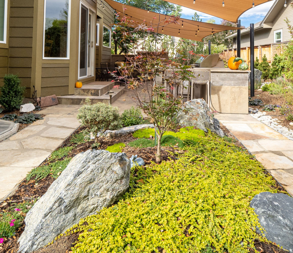 Foto di un orto rialzato chic esposto in pieno sole di medie dimensioni e dietro casa in estate con pavimentazioni in pietra naturale