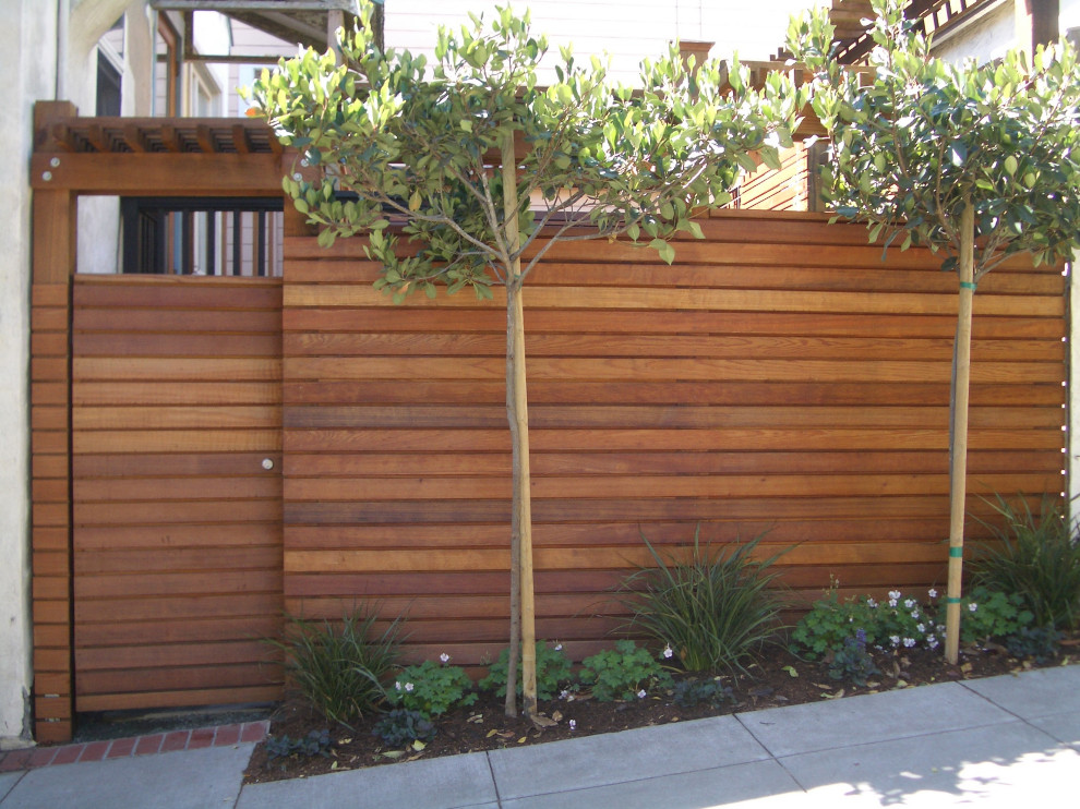 Inspiration for a small transitional privacy and shade courtyard gravel landscaping in San Francisco.