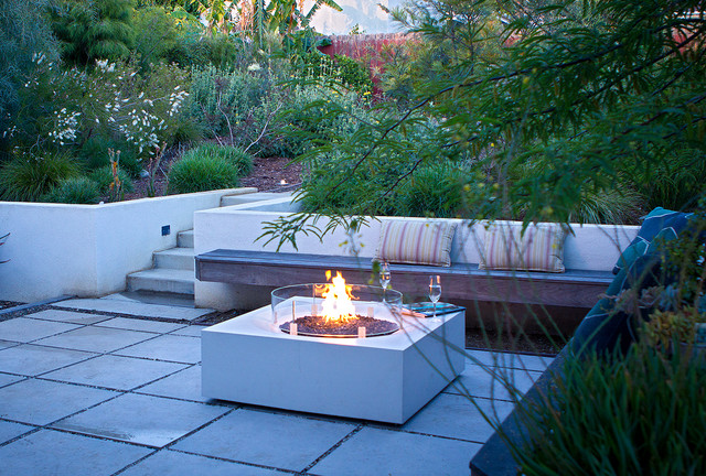 Sitting by Fire Pit in the Evening- Back Yard - Contemporary - Courtyard -  Los Angeles - by Bosler Earth Design | Houzz