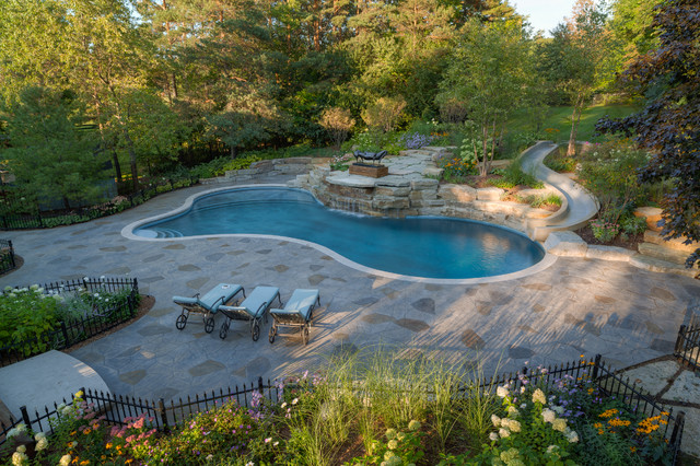 Sliding into Summer - Custom Concrete Slide & Pool - Rustic - Pools ...