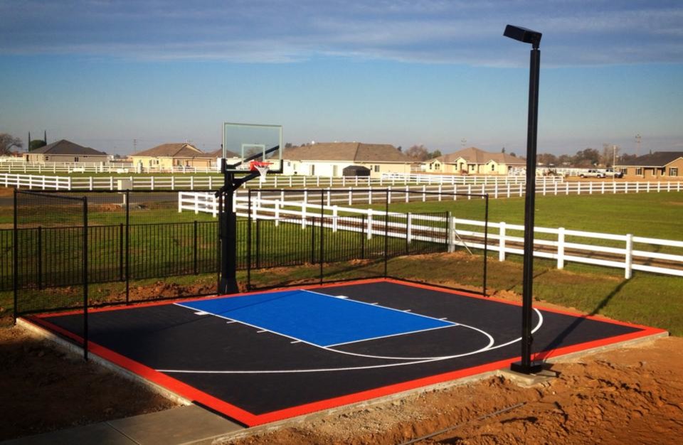 Small Backyard Basketball Court in Southern Callfornia Landscape