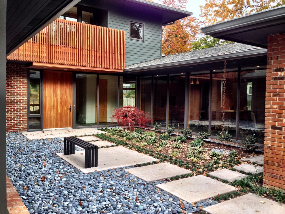 Design ideas for an asian drought-tolerant courtyard gravel landscaping in DC Metro.