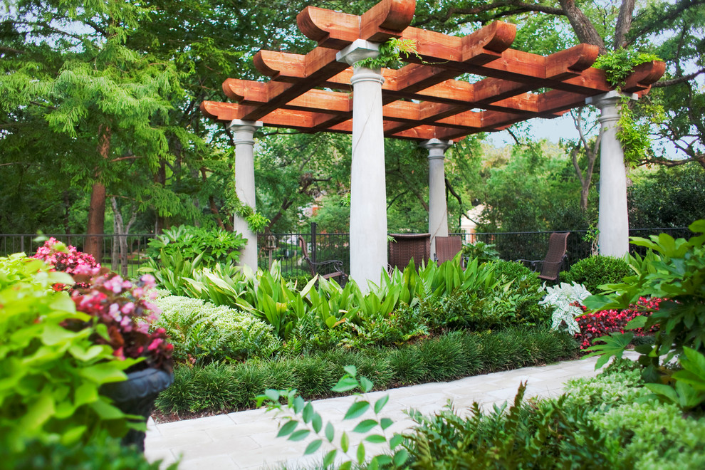 Southern Inspired Pergolas with Concrete Columns and Large Cedar Beams ...