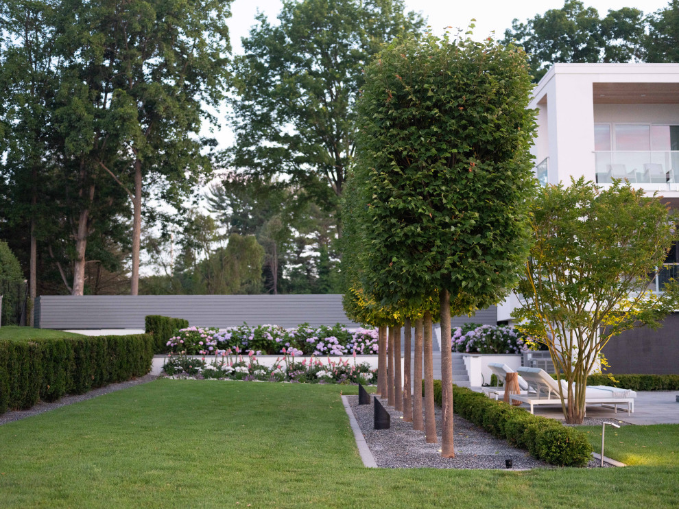 Esempio di un grande giardino moderno esposto in pieno sole in cortile in estate