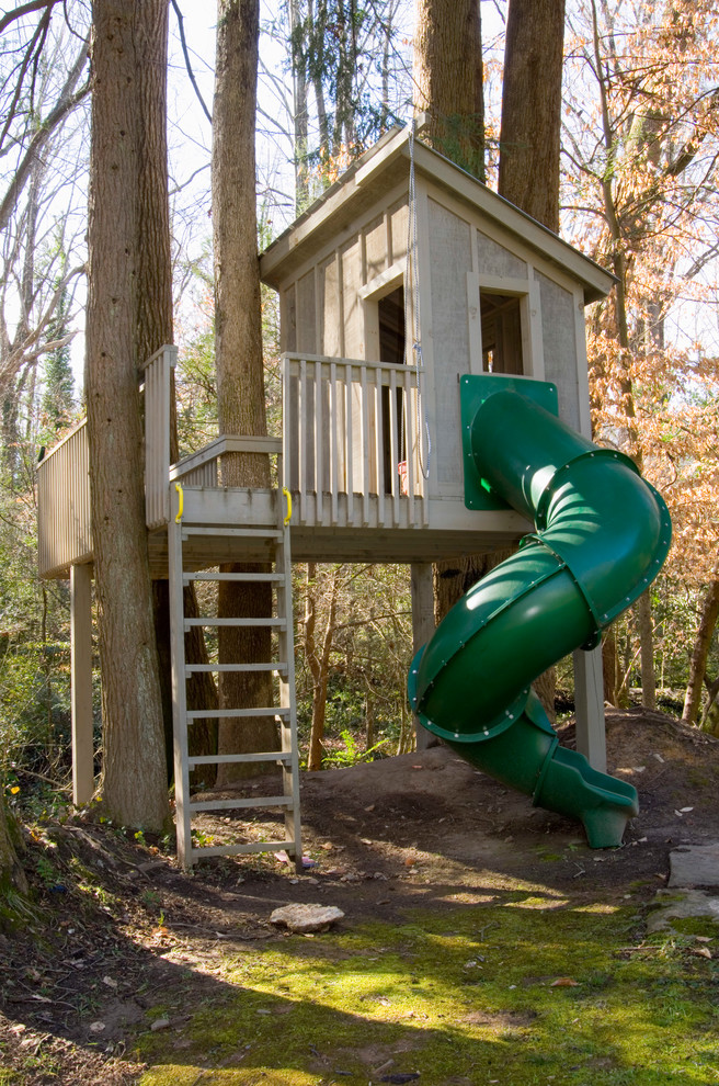 This is an example of a traditional garden in Other with a climbing frame.