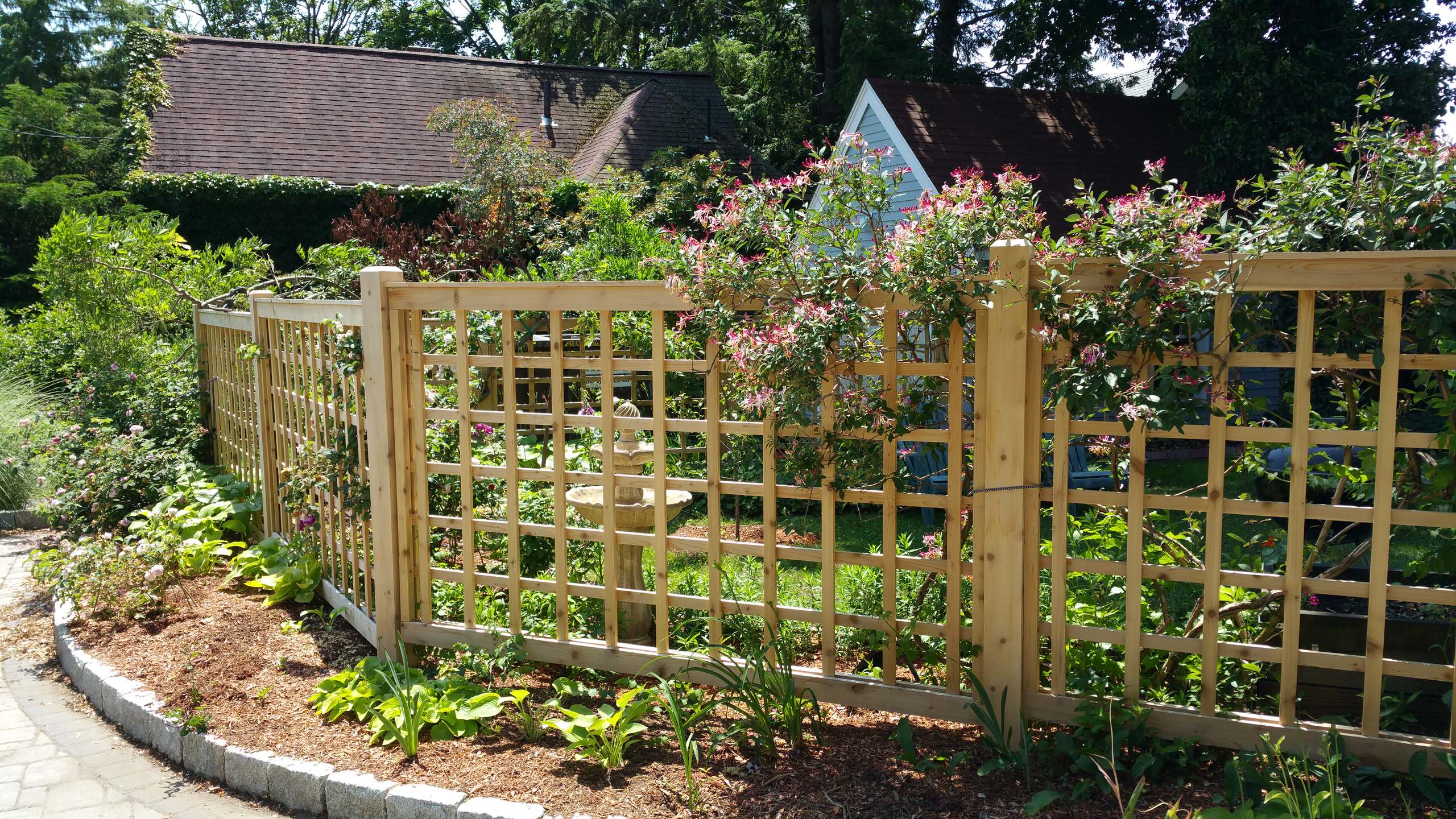 Tongue & Groove Fence with Lattice Topper - Traditional - Landscape - New  York - by Riverside Fence