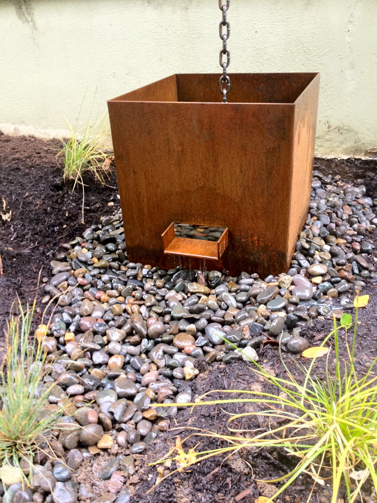 Steel Rain Basin + Rain Garden Modern Landscape Portland by
