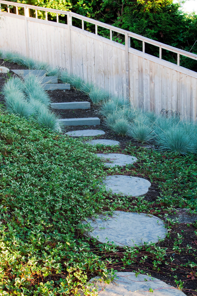 Photo of a contemporary sloped garden in Seattle.